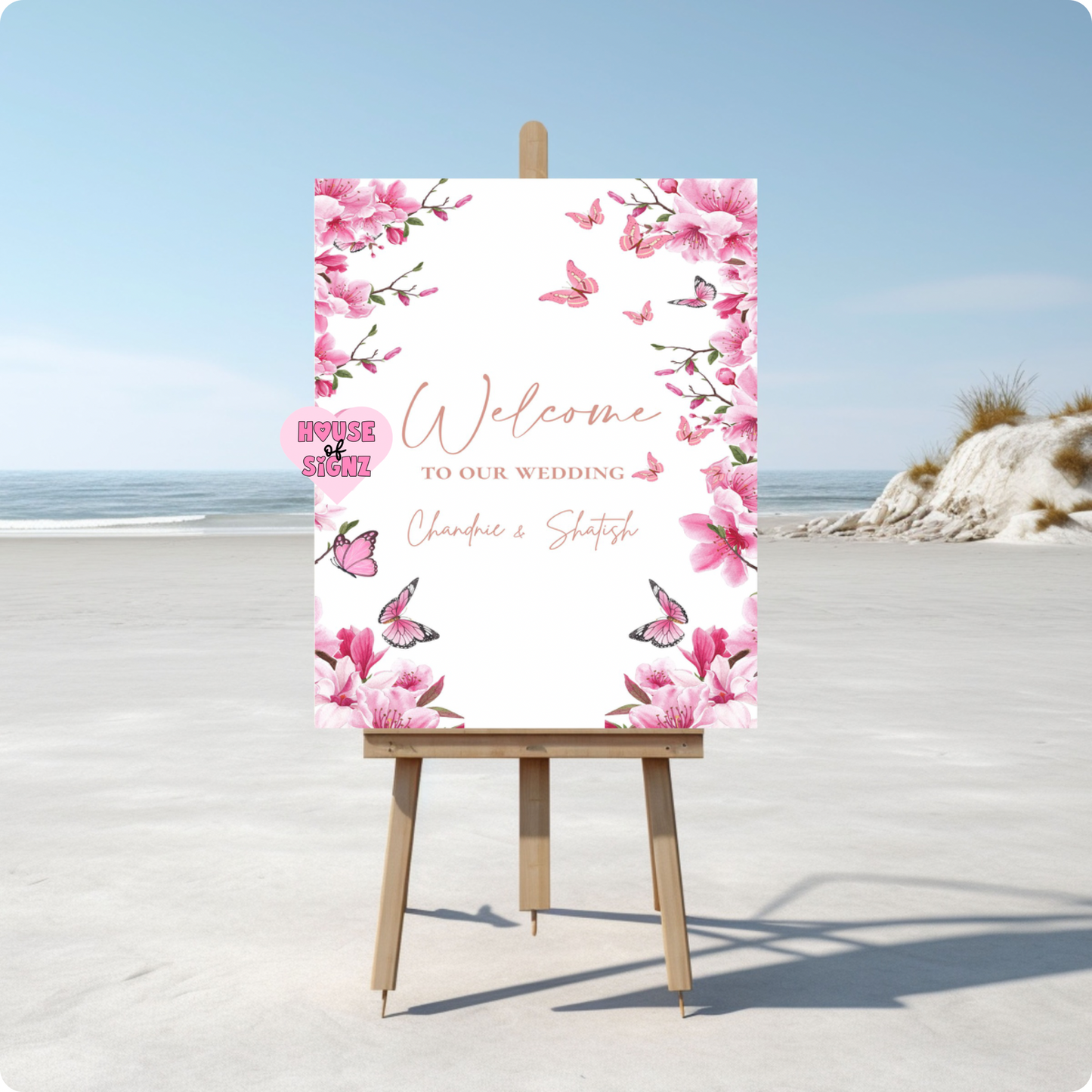 Vivaah baby roze bloemen welkomstbord