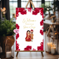 Wedding rose petals welcome sign