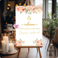 Wedding salmon roses welcome sign