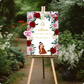 Bruiloft rood wit paarse rozen welkomstbord