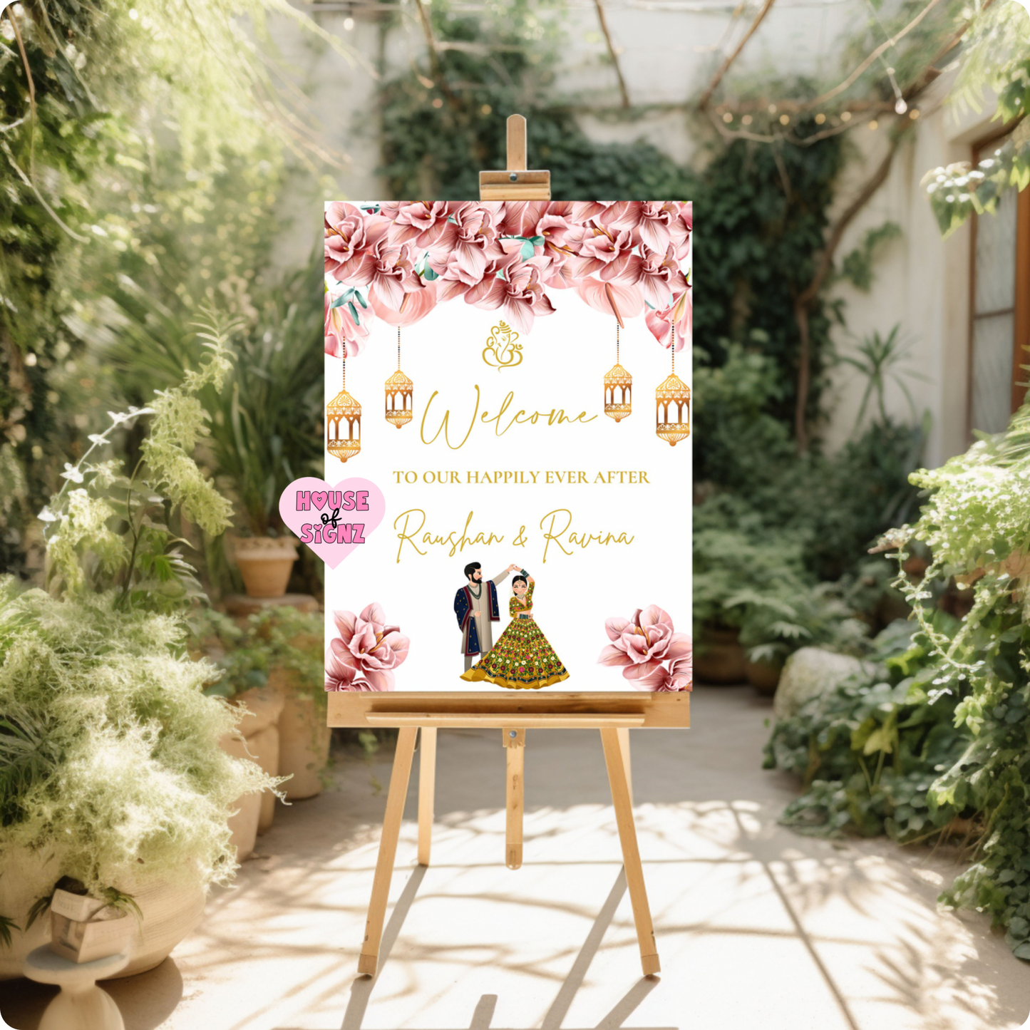 Wedding oud roze welcome sign