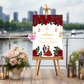 Wedding red roses welcome sign